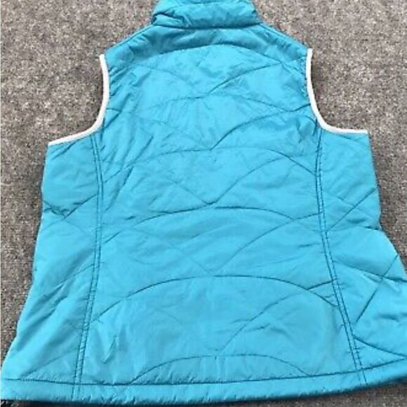 LL Bean Women's Vest Size Medium Blue Green Full Zip Quilted Nylon Poly … - Picture 3 of 8
